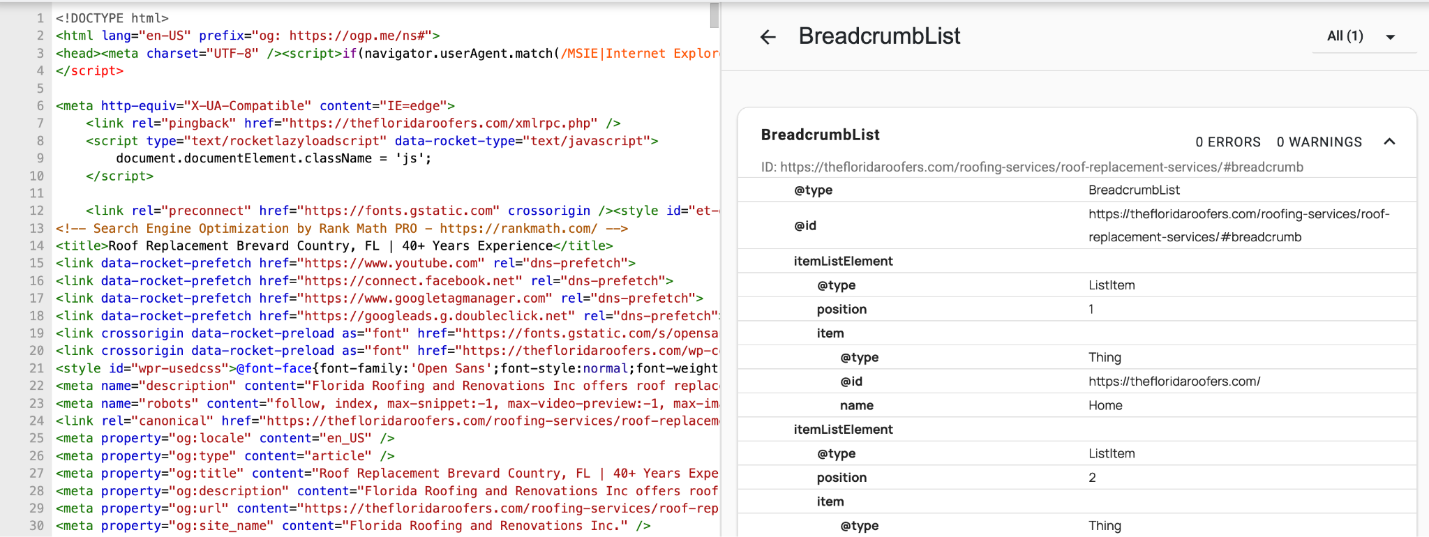 BreadcrumbList Schema
