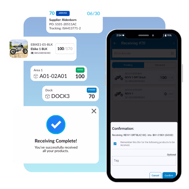Fulfilling orders supported by an inventory management app to pick and pack as well as generate shipping labels