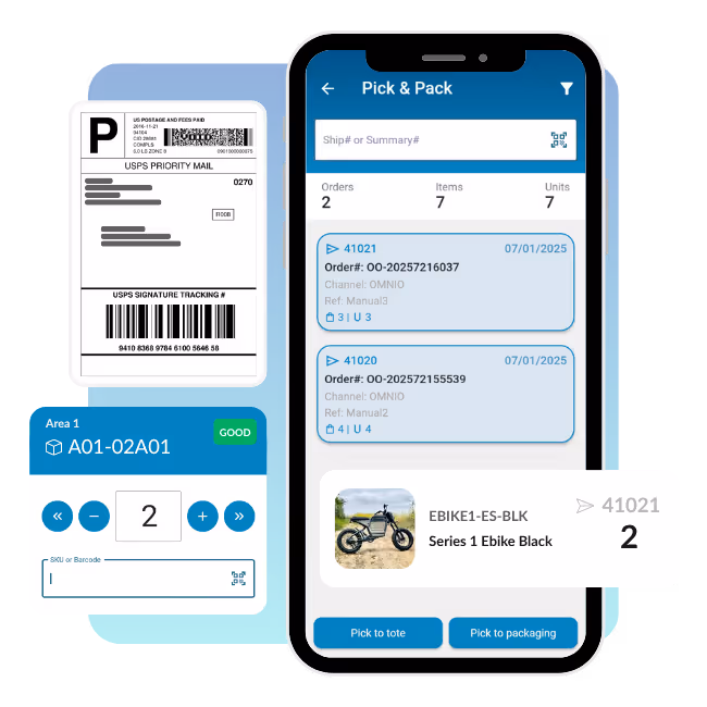 Receiving products in an inventory control app as a workflow related to a larger inventory management software.