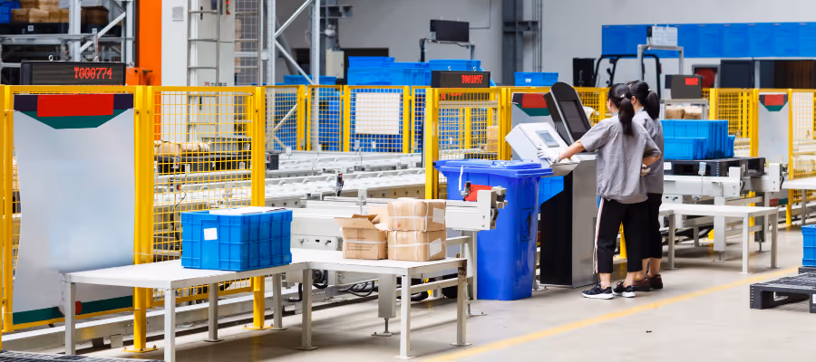 A professional fulfillment center with lots of material handling hardware.