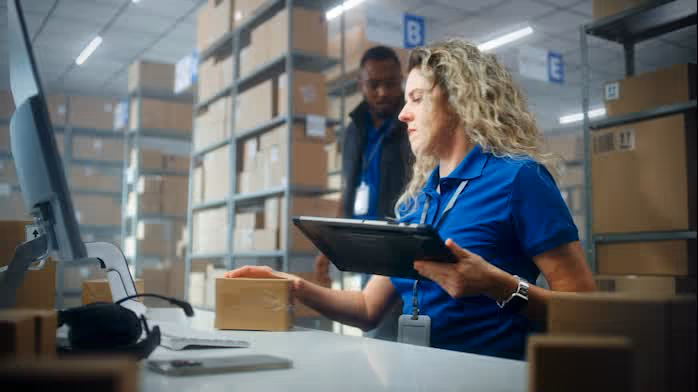 A team of people using Binlogic to manage inventory and order fulfillment in a fulfillment center.