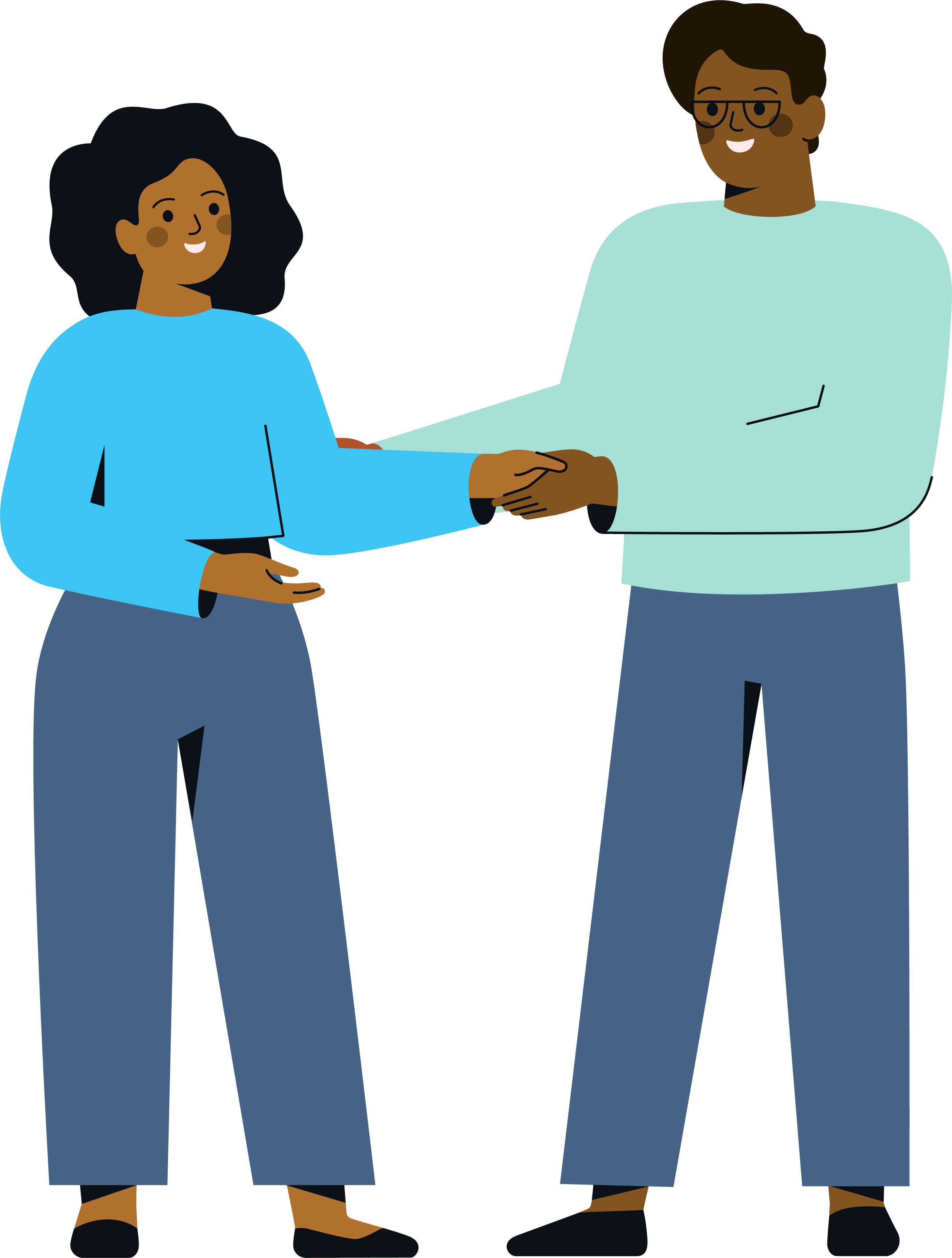 Colleagues shaking hands Neuron NHS Illustration