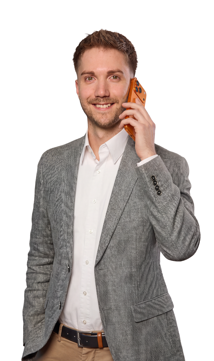 Ein deviceplus Smartphone mit einem MOBEX Screensaver auf dem Display.