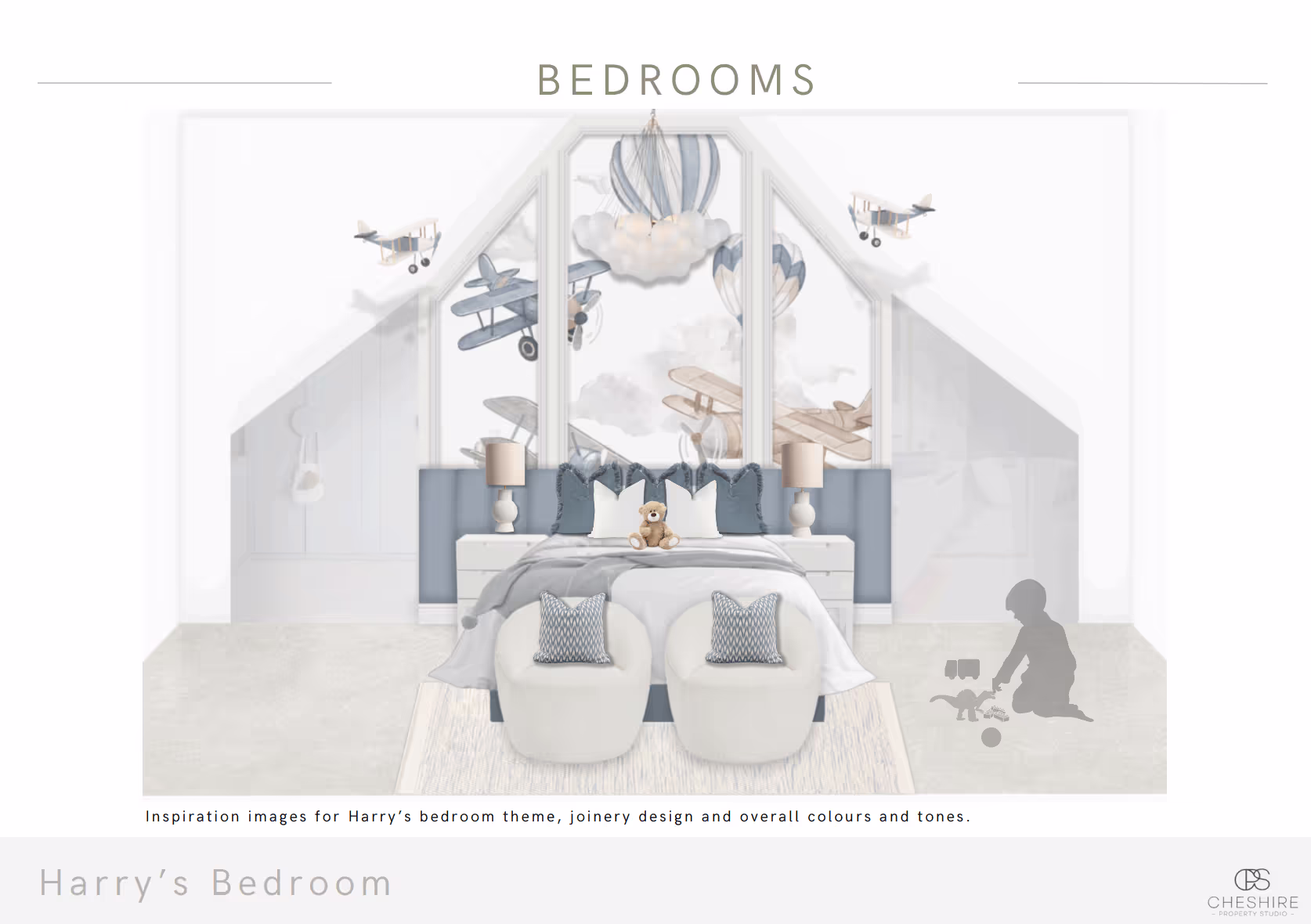 Bedroom layout interiors illustration.