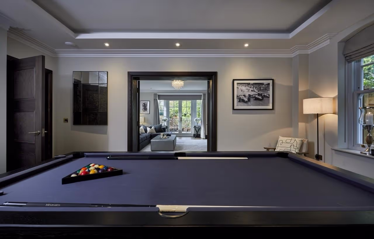 Interior design for an adult games room.