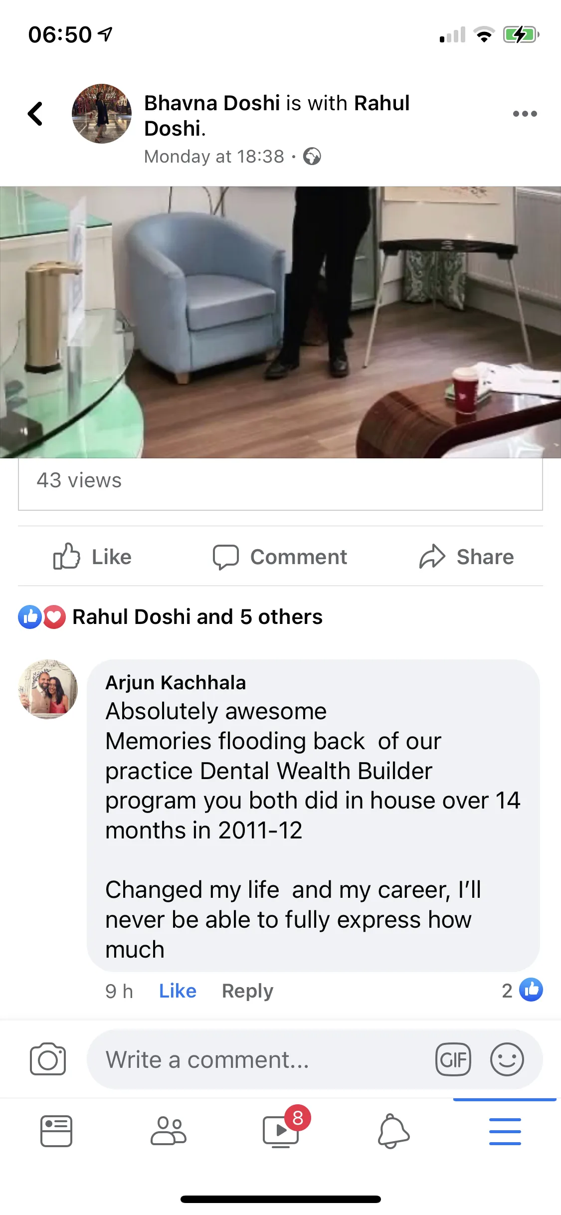 Facebook comment praising the Dental Wealth Builder in-house programme as life and career changing