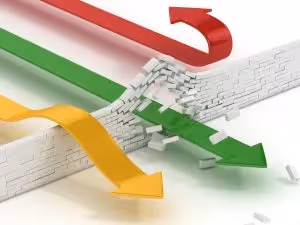 Arrows breaking or passing brick wall image