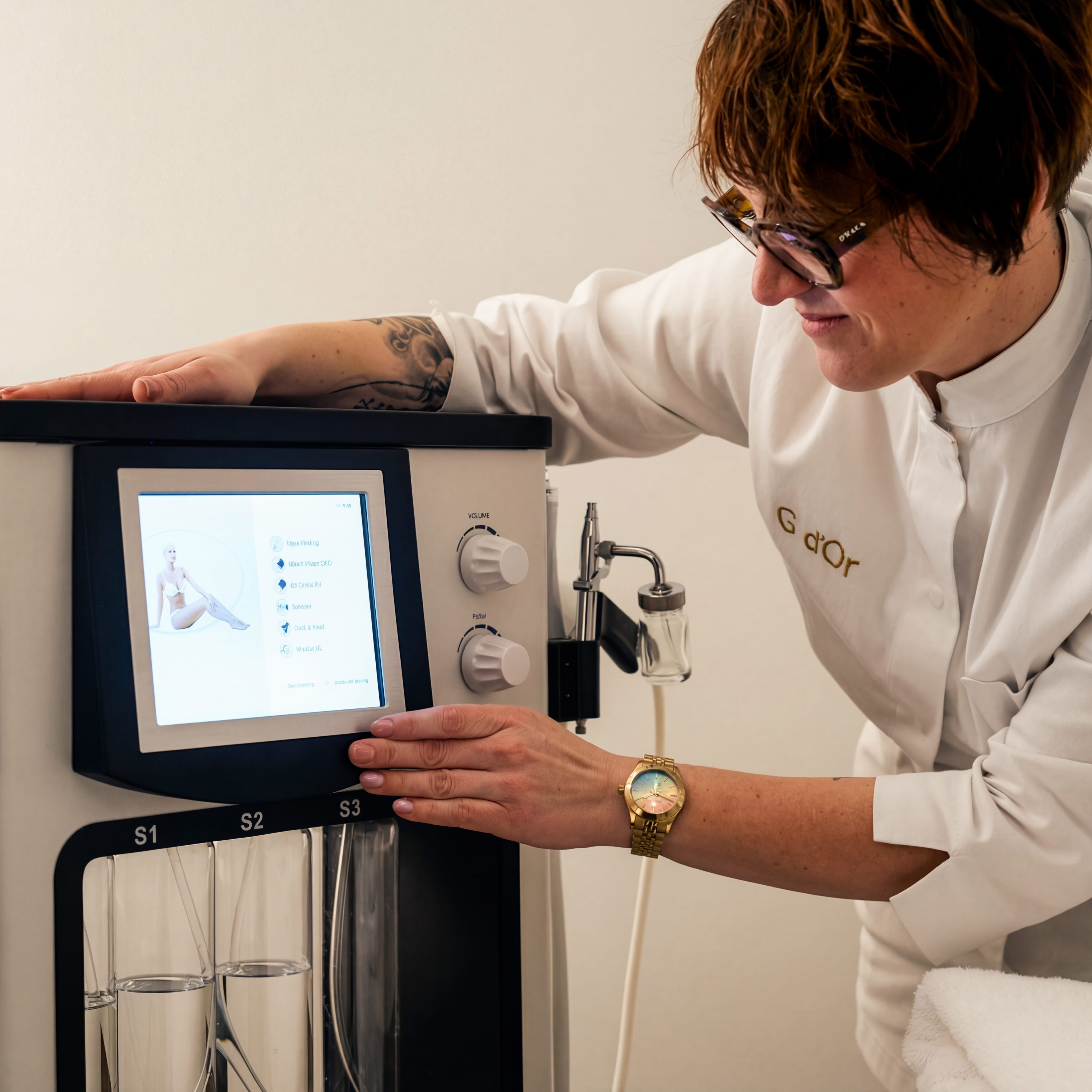 Close-up of a professional facial treatment at G d'Or Beauty Studio