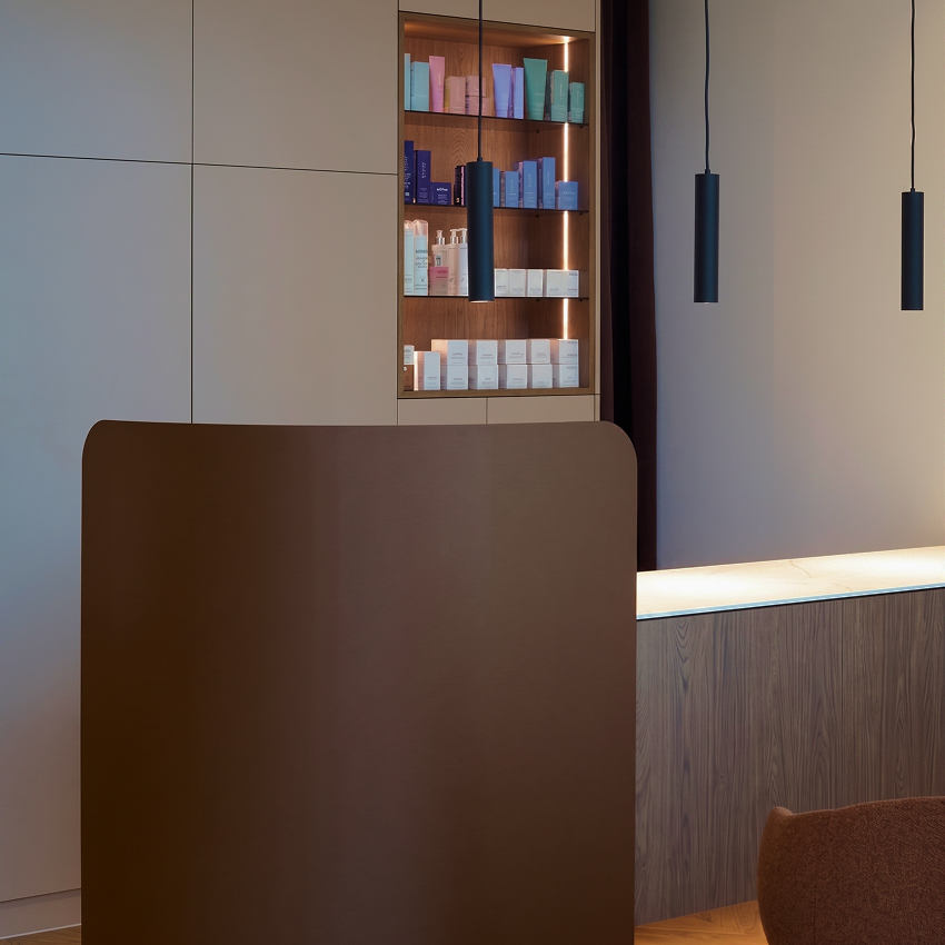 Interior architectural detail at G d'Or Beauty Studio — bespoke joinery and durable finishes.