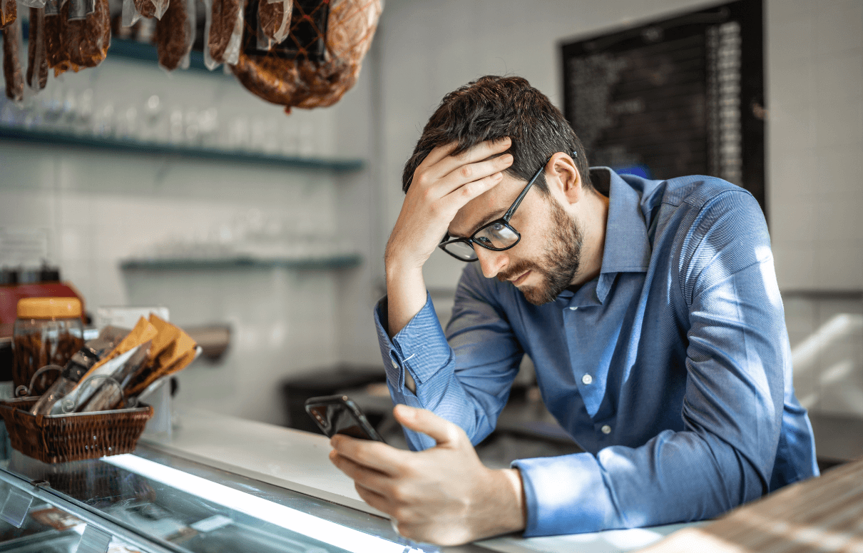 business owner looking stressed