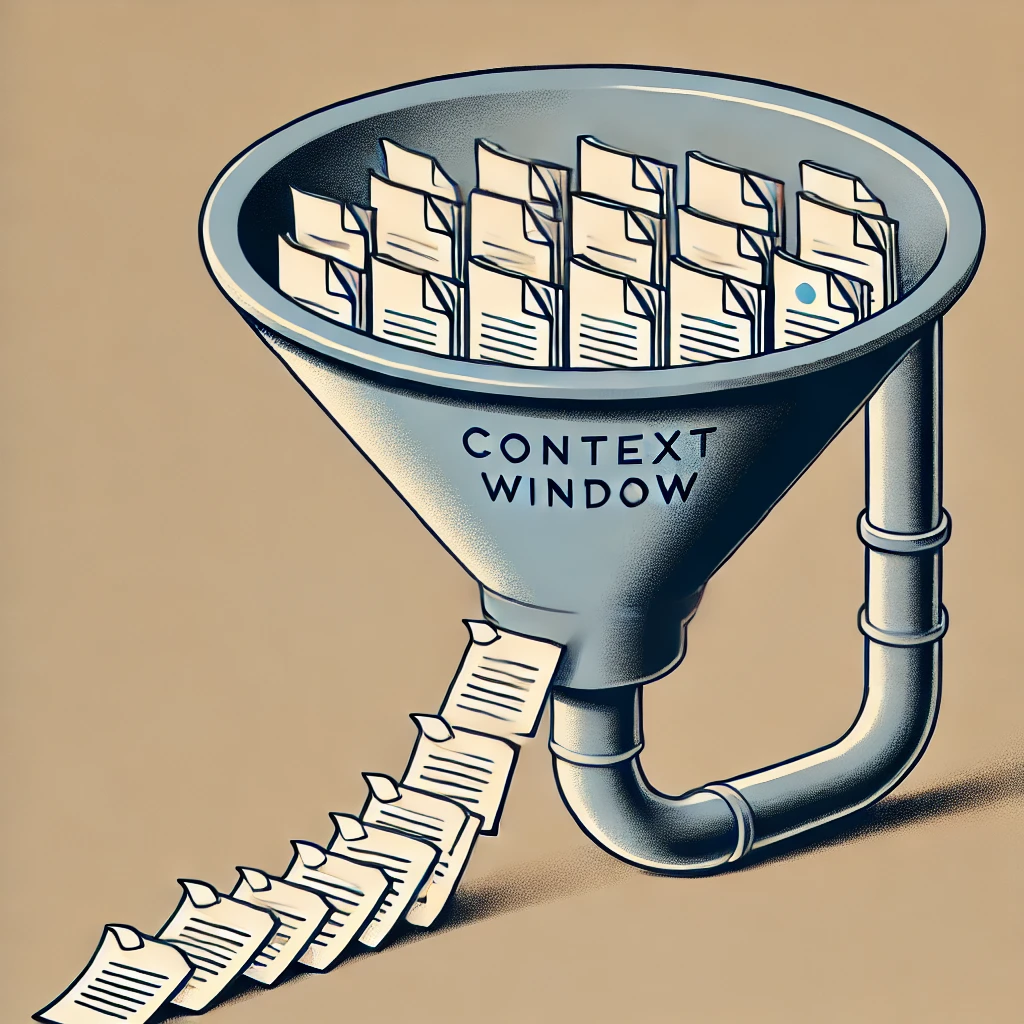 Context Window funnel filled with documents