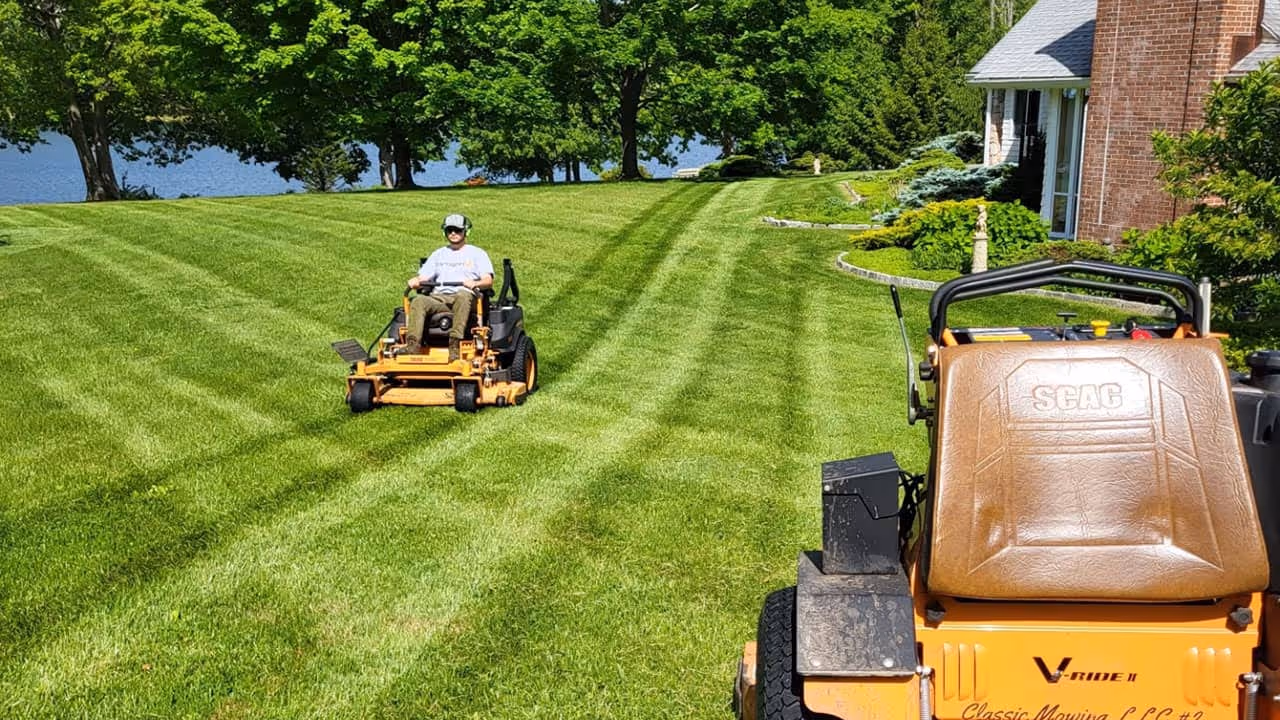 Deep-green lawn after fertilization program, Classic Outdoors CT