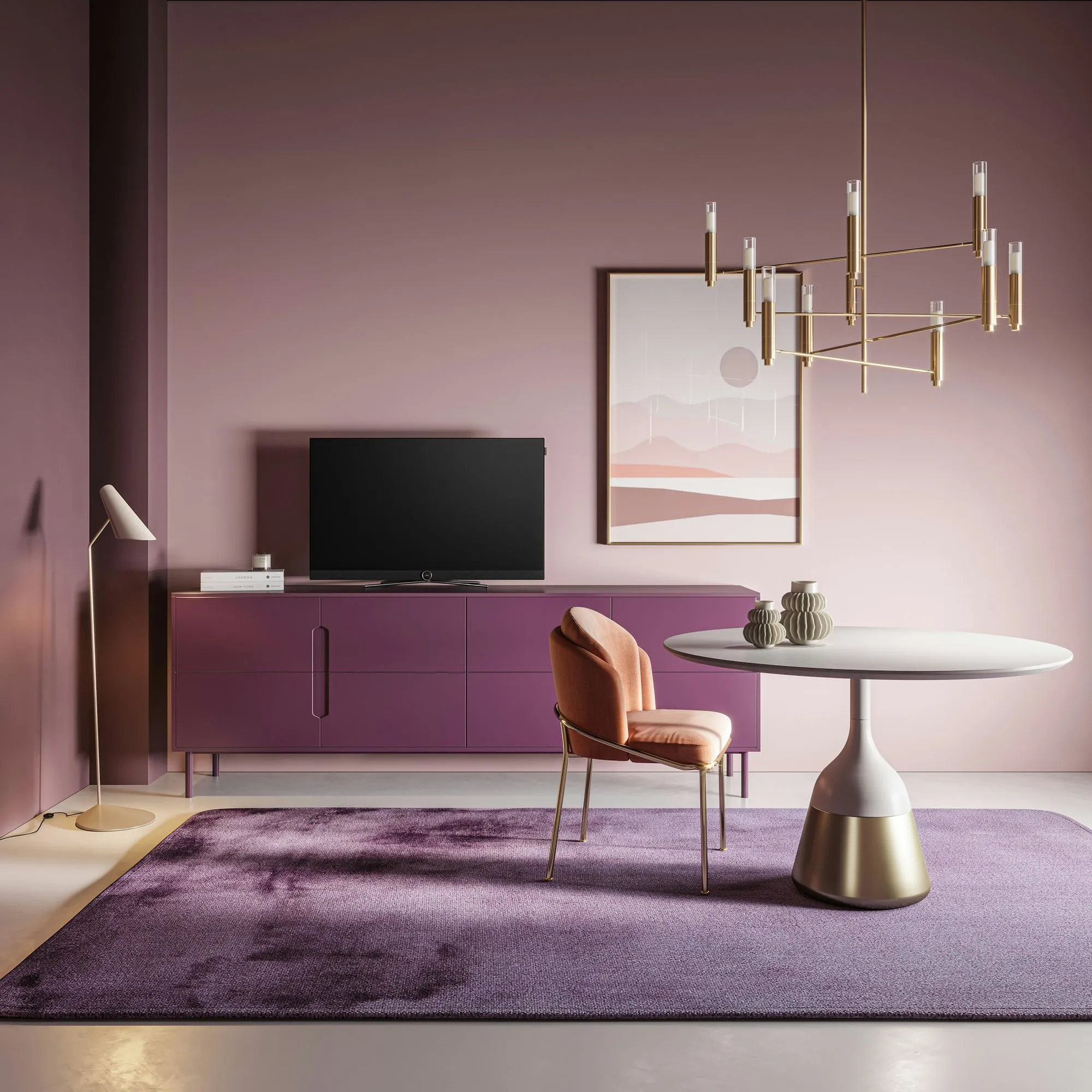 Living Room Purple Walls Photo