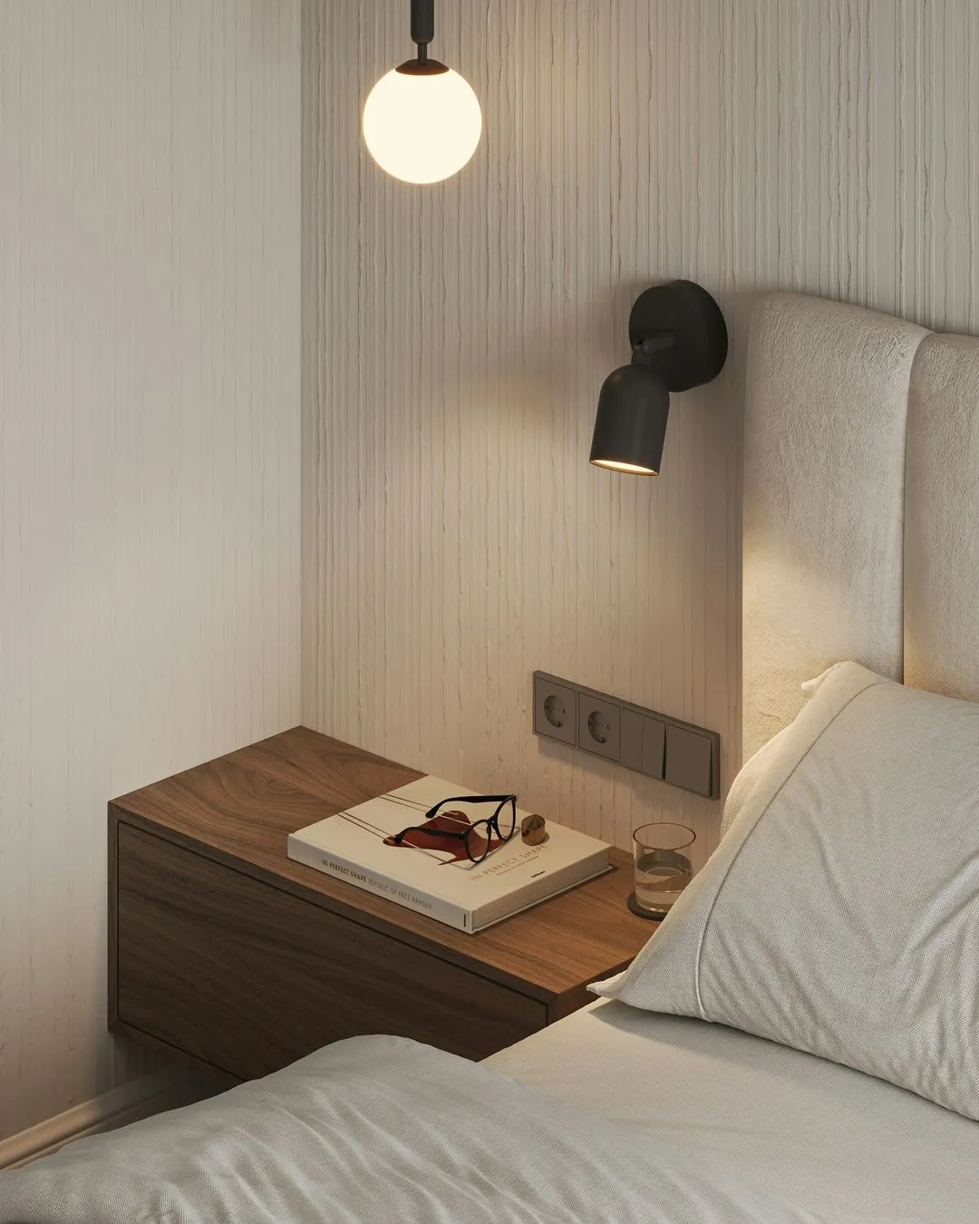 Bed with White Comforter