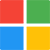 Microsoft logo with four colored squares in red, green, blue, and yellow.
