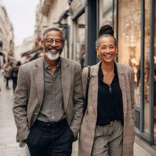 Couple walking together on the street