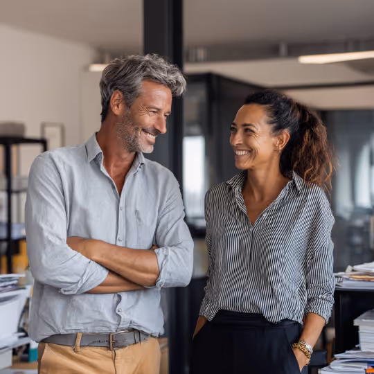 Couple smiling and talking to each other