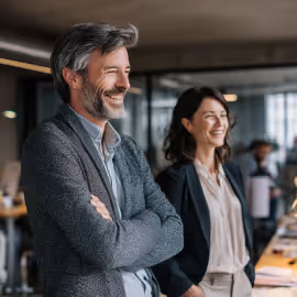 Man and woman smiling