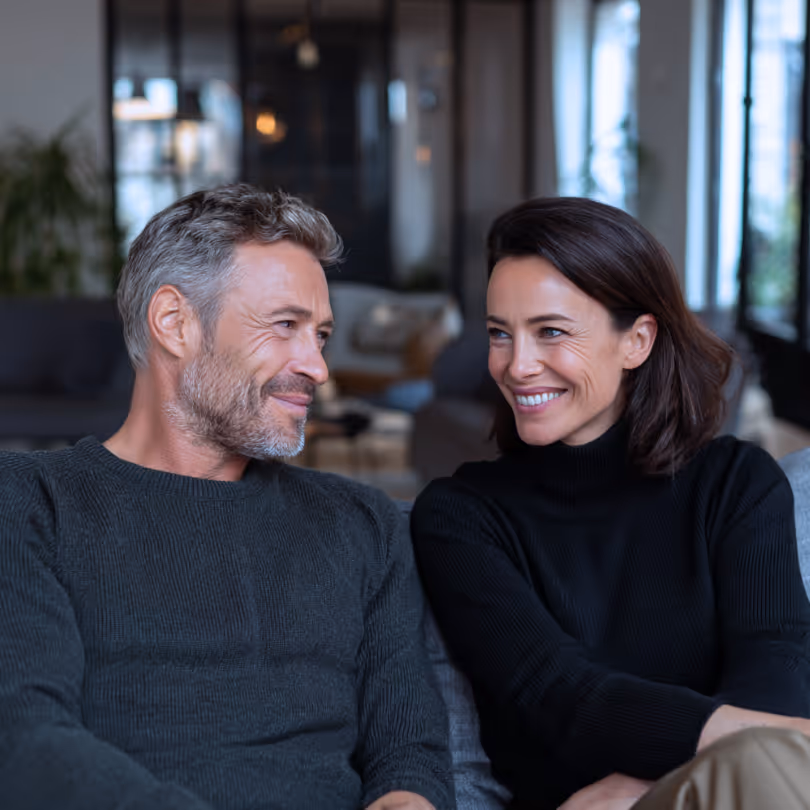 Couple smiling and laughing together