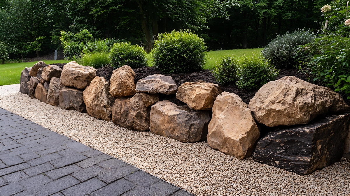 Side view of large stone home with multiple roof pitches and new shingles in Southlake TX