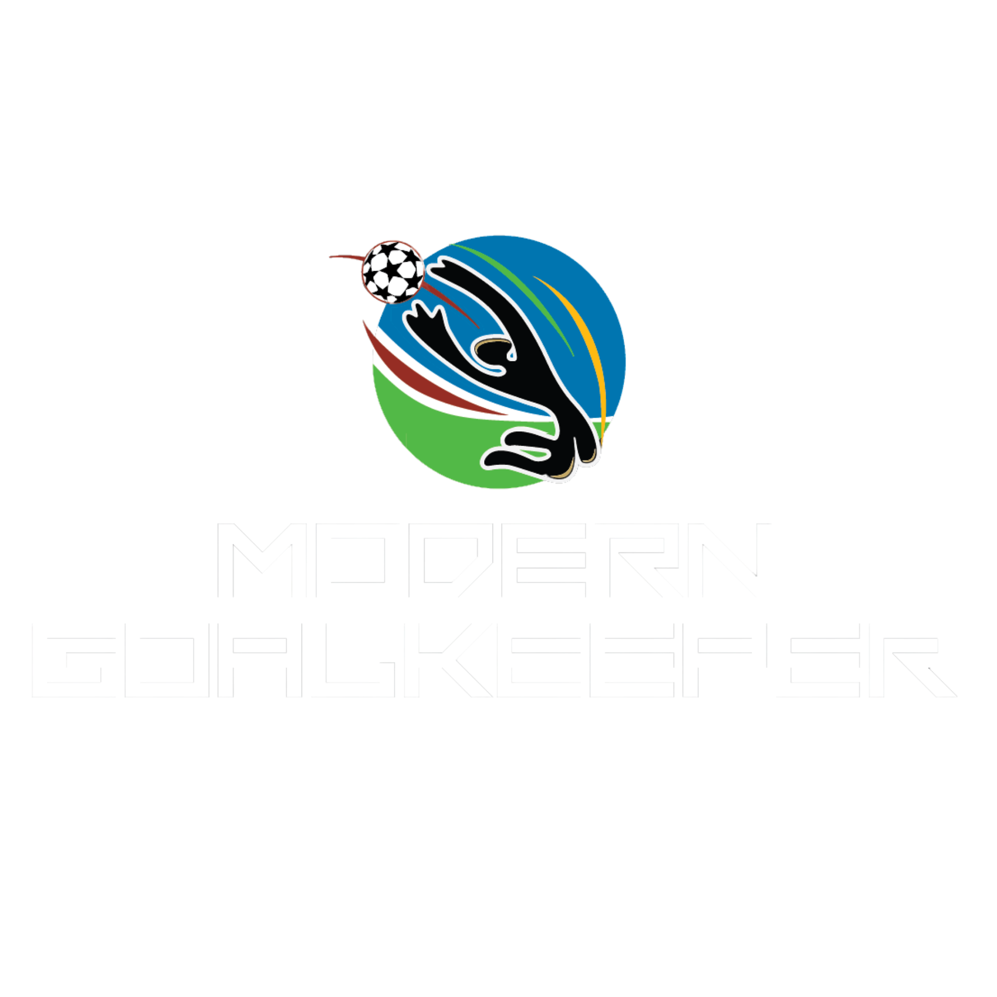 Logo featuring a goalkeeper diving to catch a soccer ball above text 'Modern Goalkeeper'.