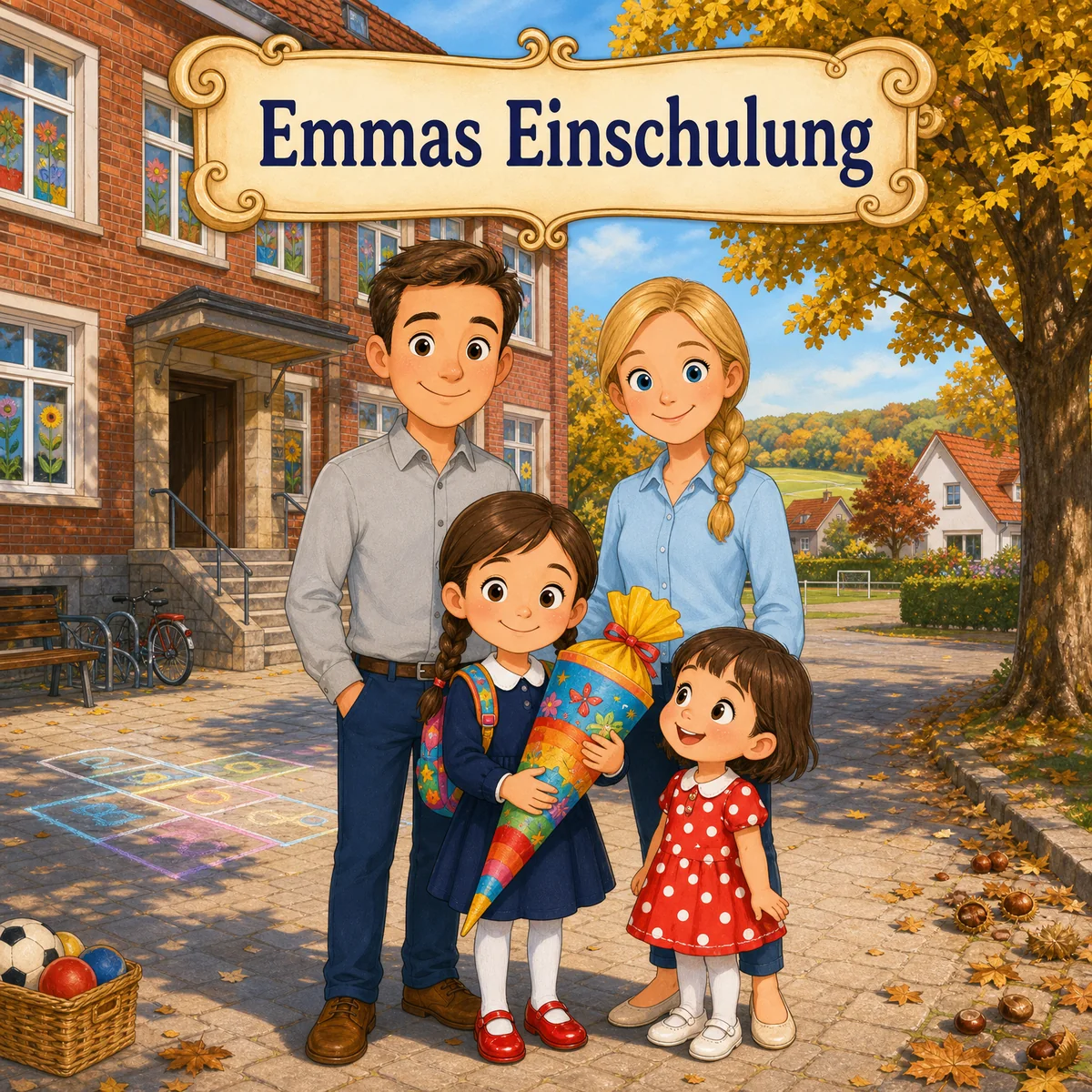 Kind sitzt vor einem Lautsprecher, umgeben von Sprechblasen mit Traumberufen wie Astronaut und Feuerwehrmann.