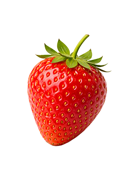 Aardbei als vergelijking voor de grootte van de baby bij 10 weken zwangerschap.