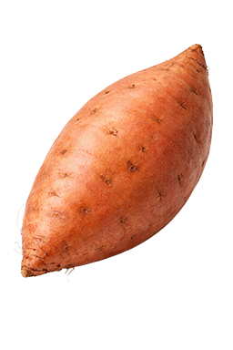 Zoete aardappel als vergelijking voor de grootte van de baby bij 18 weken zwangerschap.