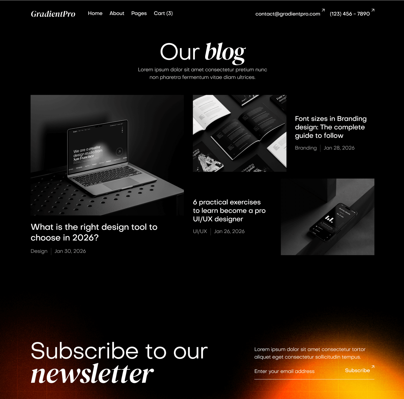 GradientPro - Blog V1 Page - Dark Mode Agency Webflow Template