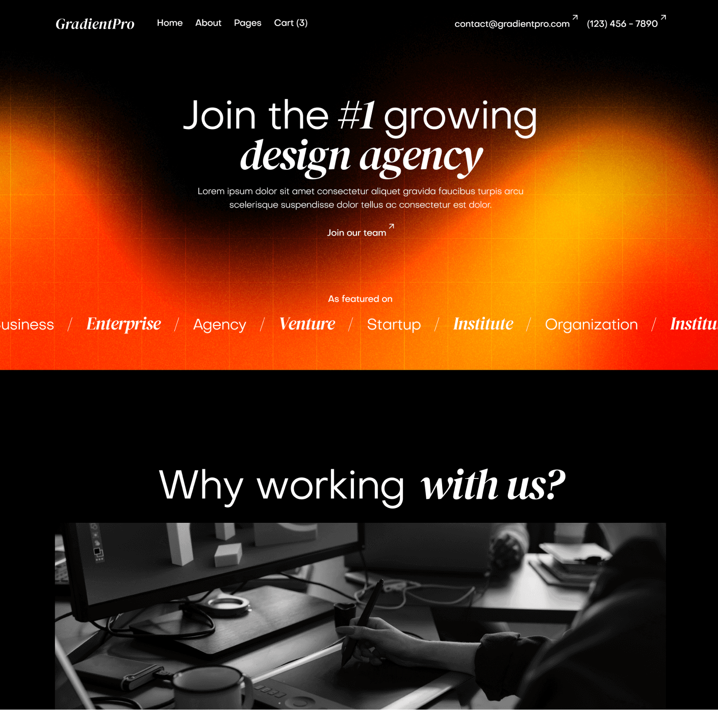 GradientPro - Careers Page - Dark Mode Agency Webflow Template
