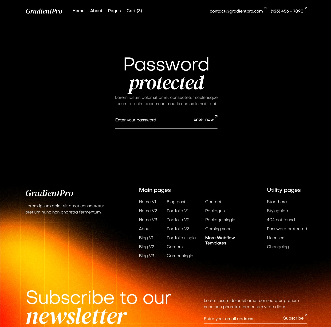 GradientPro - Password Protected Page - Dark Mode Agency Webflow Template