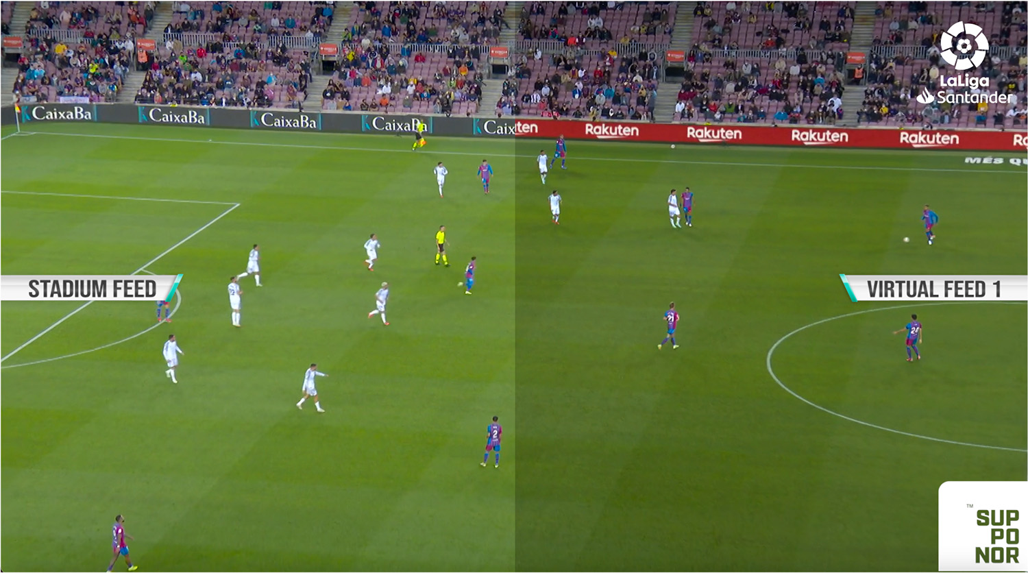 Vergleich virtuelle und reale LED-Bandenwerbung