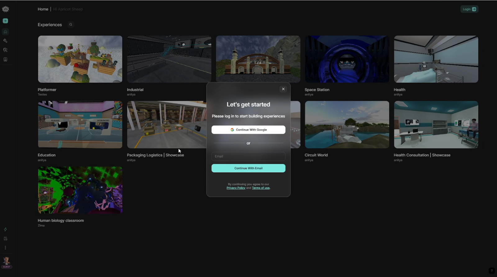 Anitya Login Interface