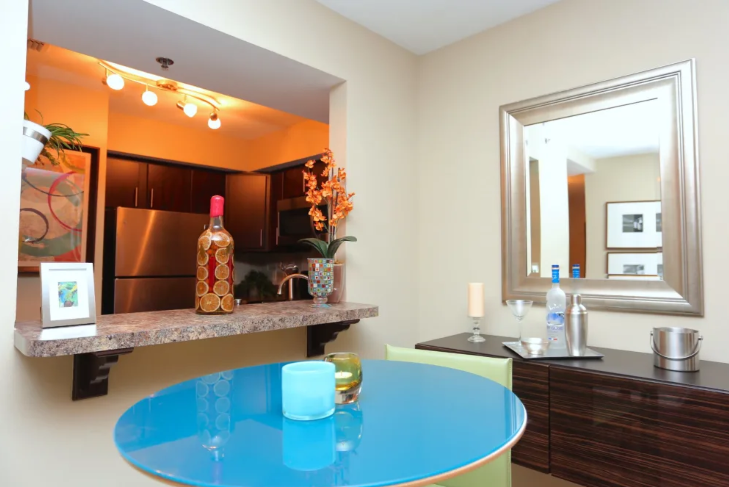 kitchen and dining area