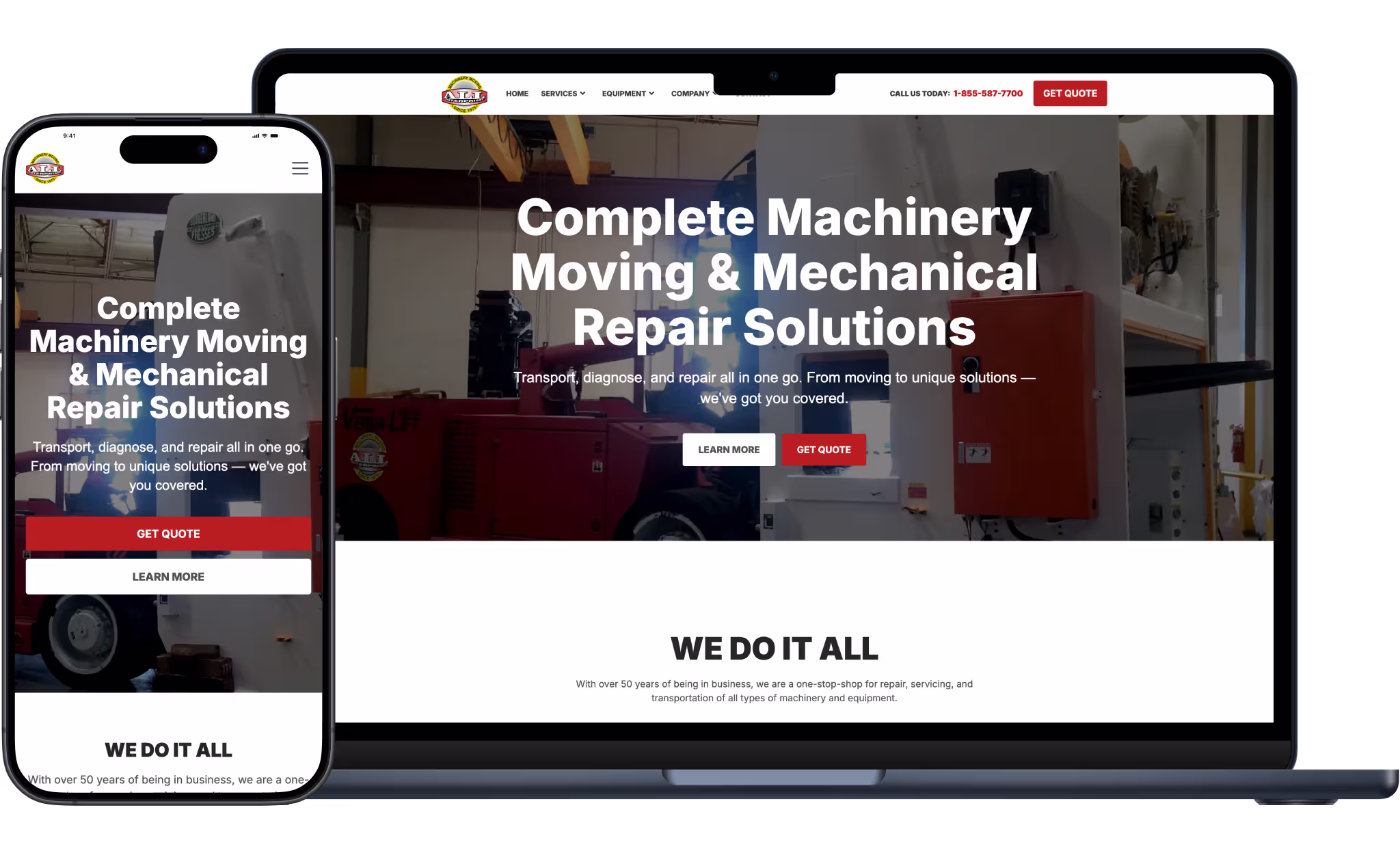 All Enterprises website redesign shown on desktop and mobile screens