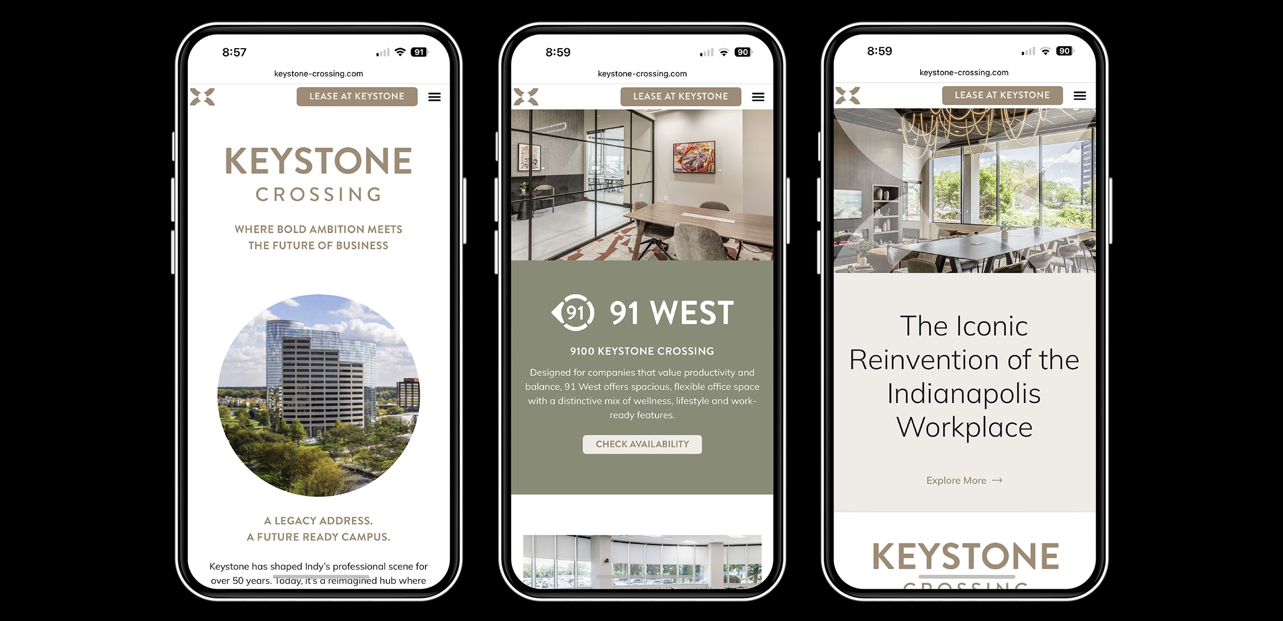 Keystone Crossing mobile screens