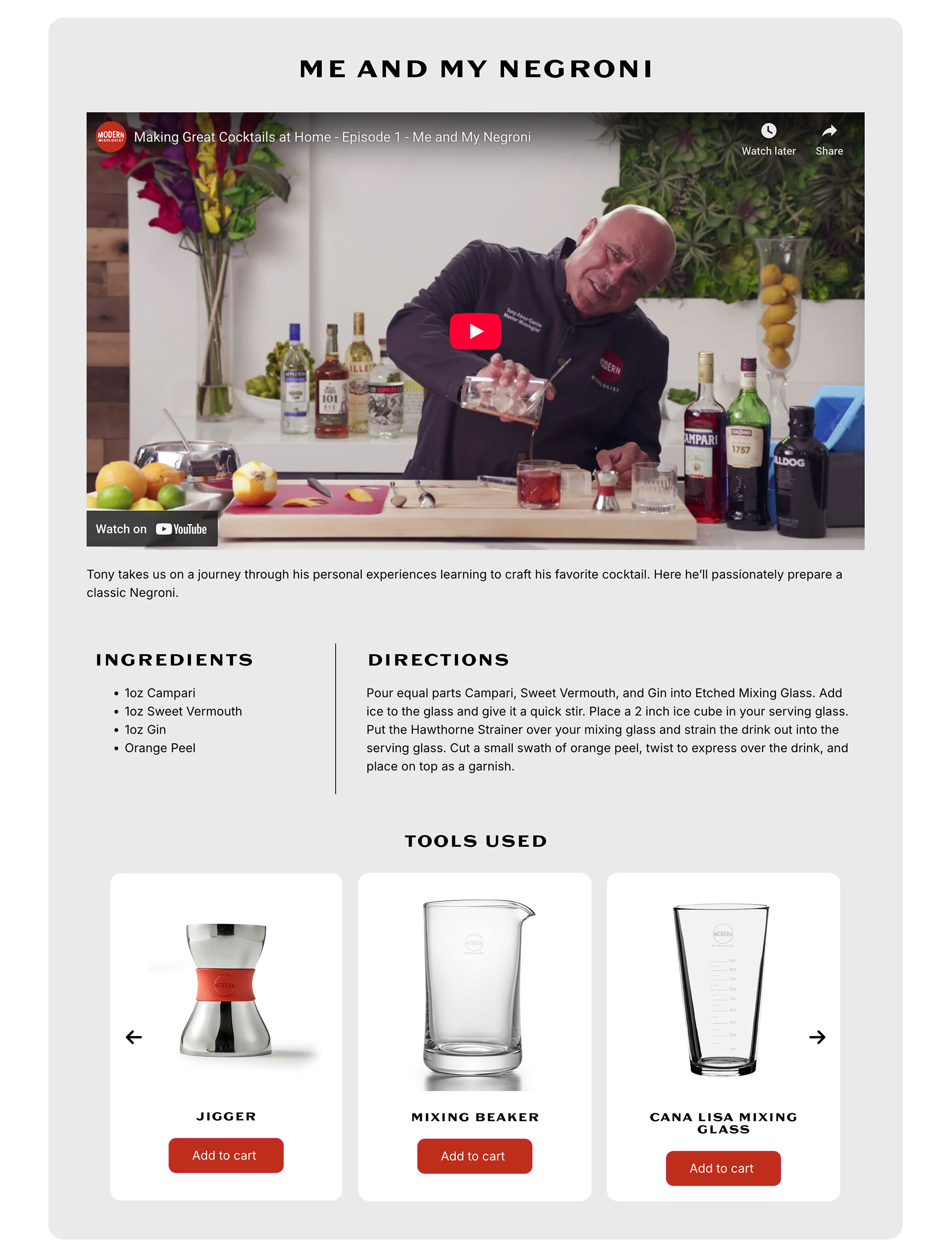 Modern Mixologist negroni