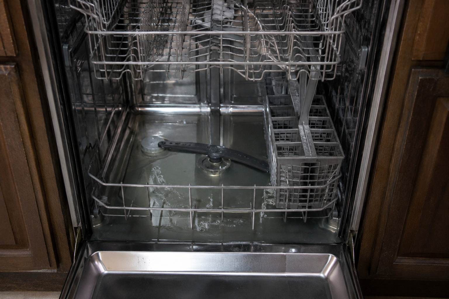 dishwasher with standing water inside