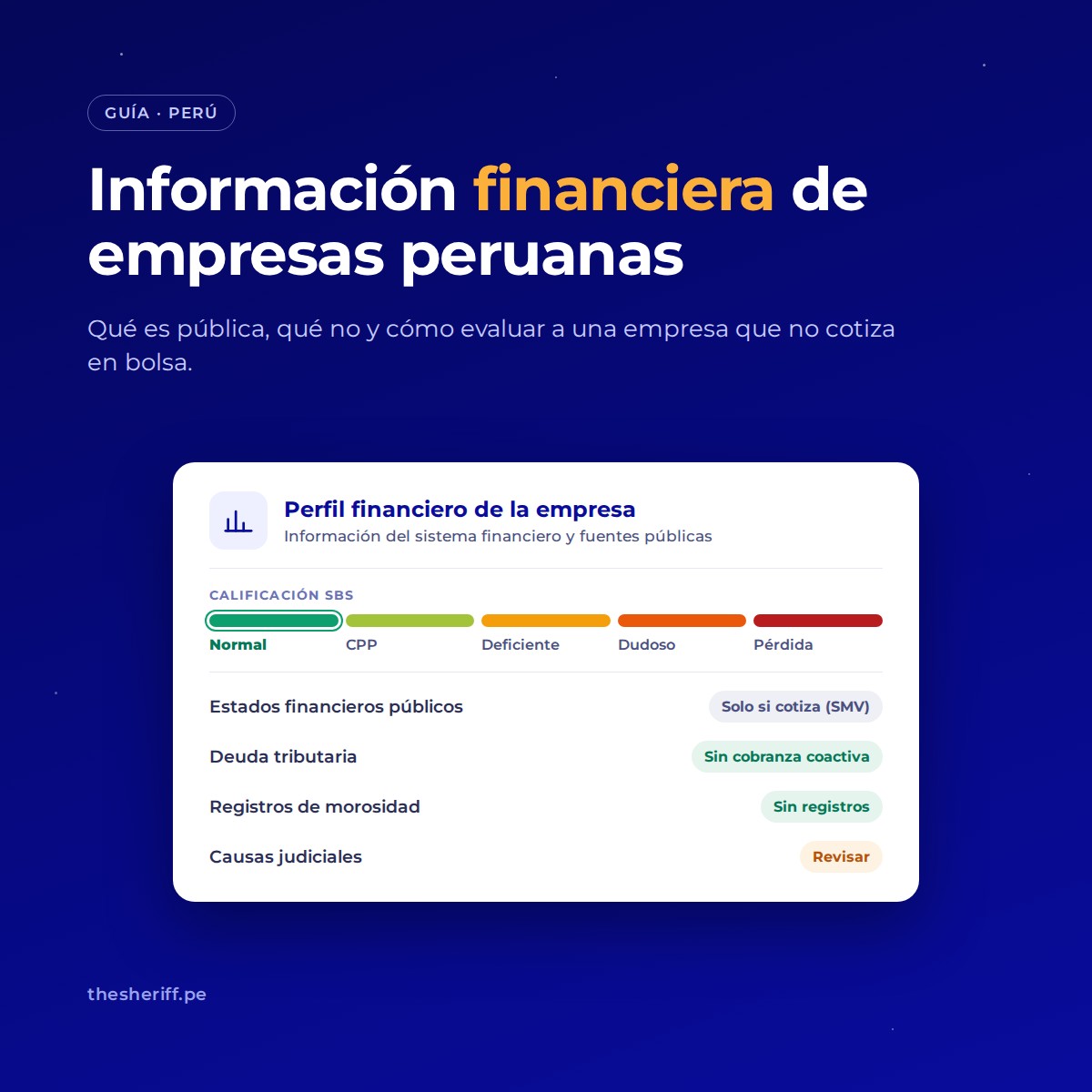Información financiera de empresas peruanas: calificación SBS, deuda tributaria, registros de morosidad y causas judiciales
