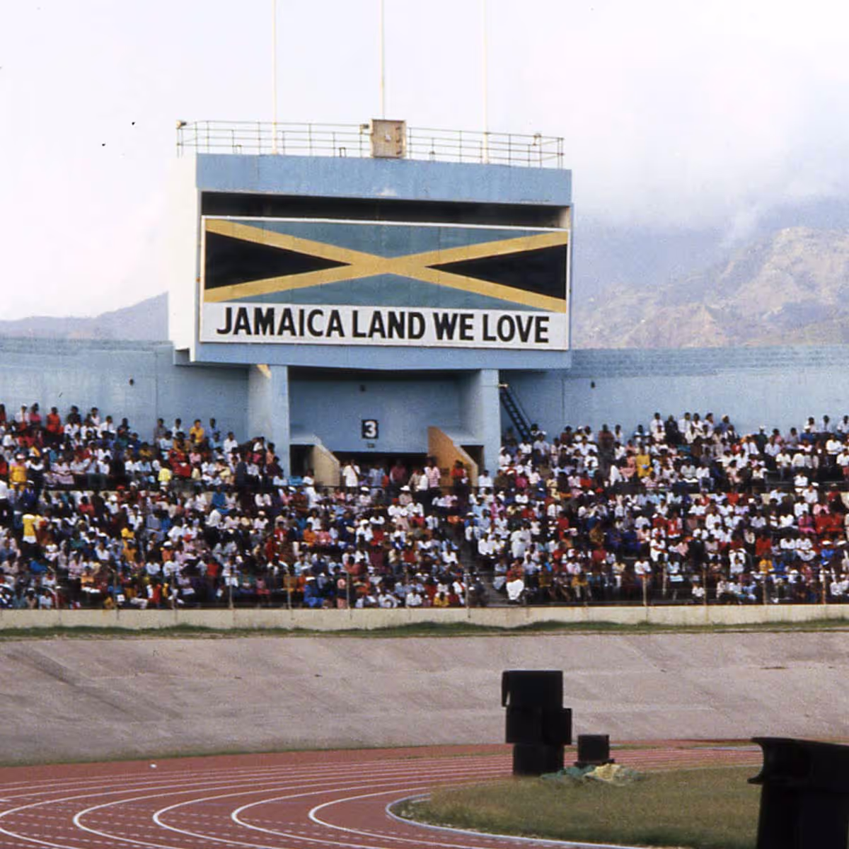 A full stadium of people at a crusade in Jamaica