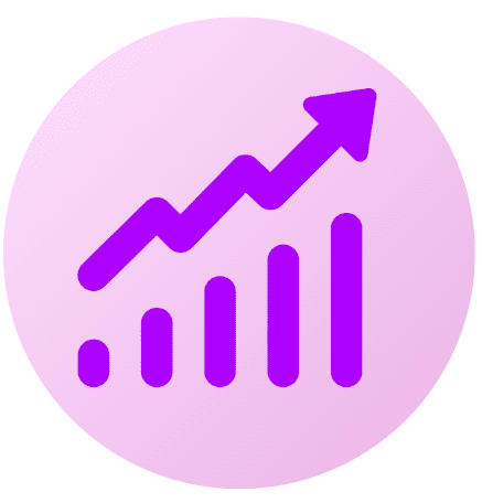 Icône rond violet, d'un graphique exponentiel