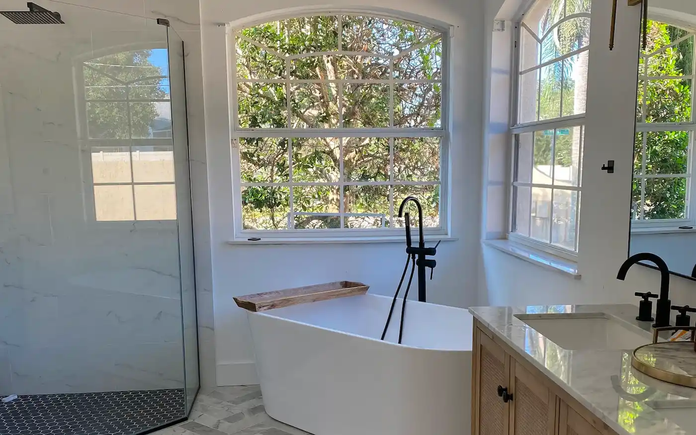 Bathroom renovation in Sarasota with modern fixtures and tile work