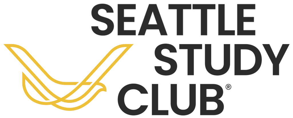 Logo showing the words "Seattle Study Club" with a stylized yellow graphic above.