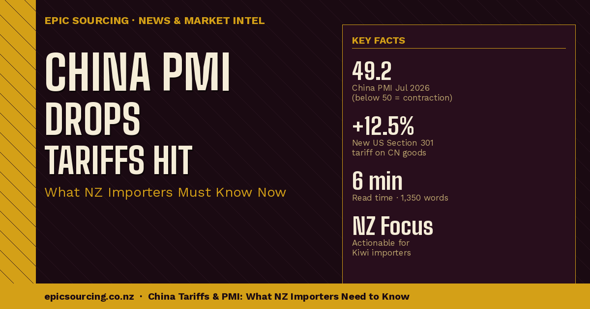 China's Manufacturing PMI Just Dropped to 49.2 — Here's What That (And the New US Tariffs) Mean for NZ Importers