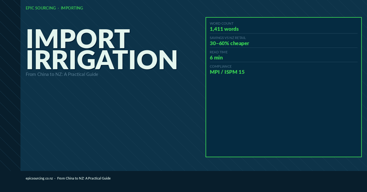 Importing Irrigation & Water Management Equipment from China to NZ: A Practical Guide