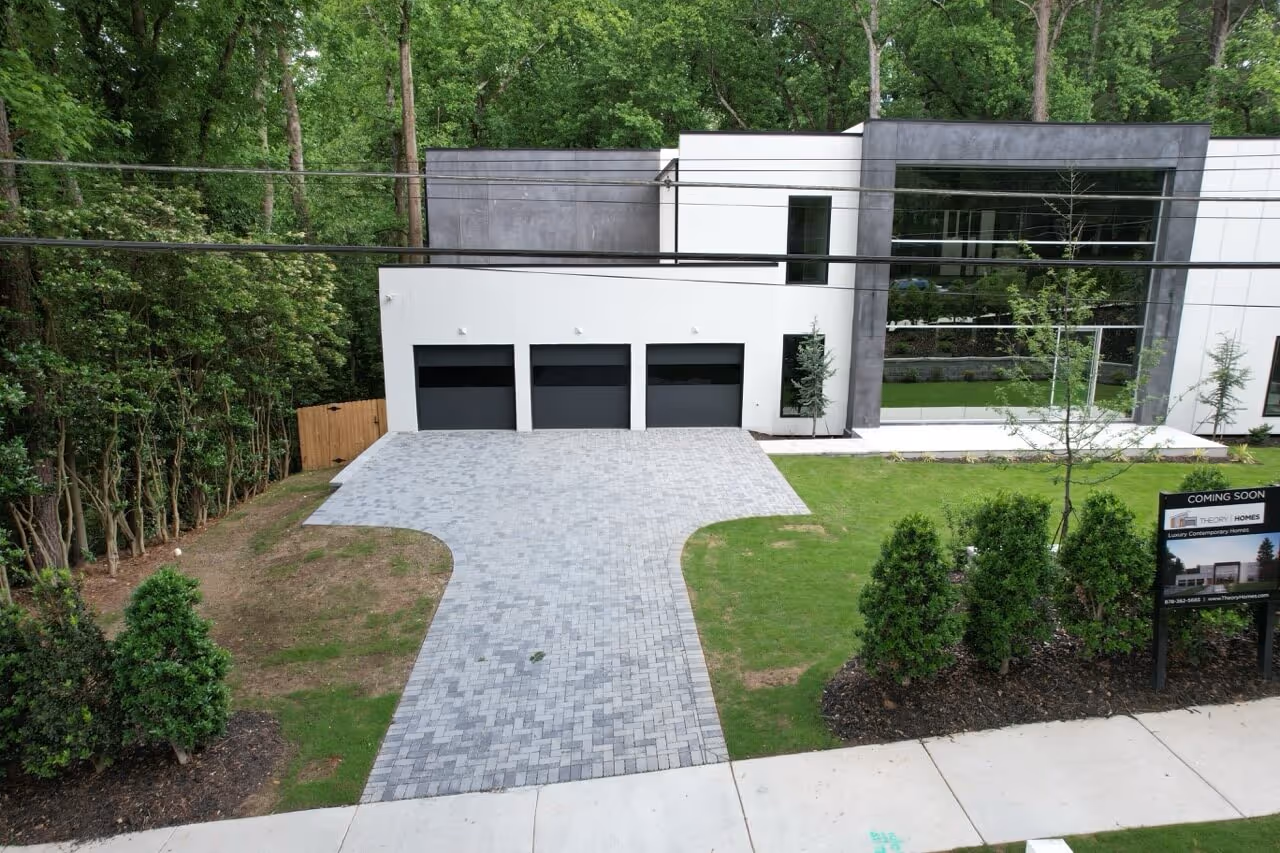 Top view of a paver driveway