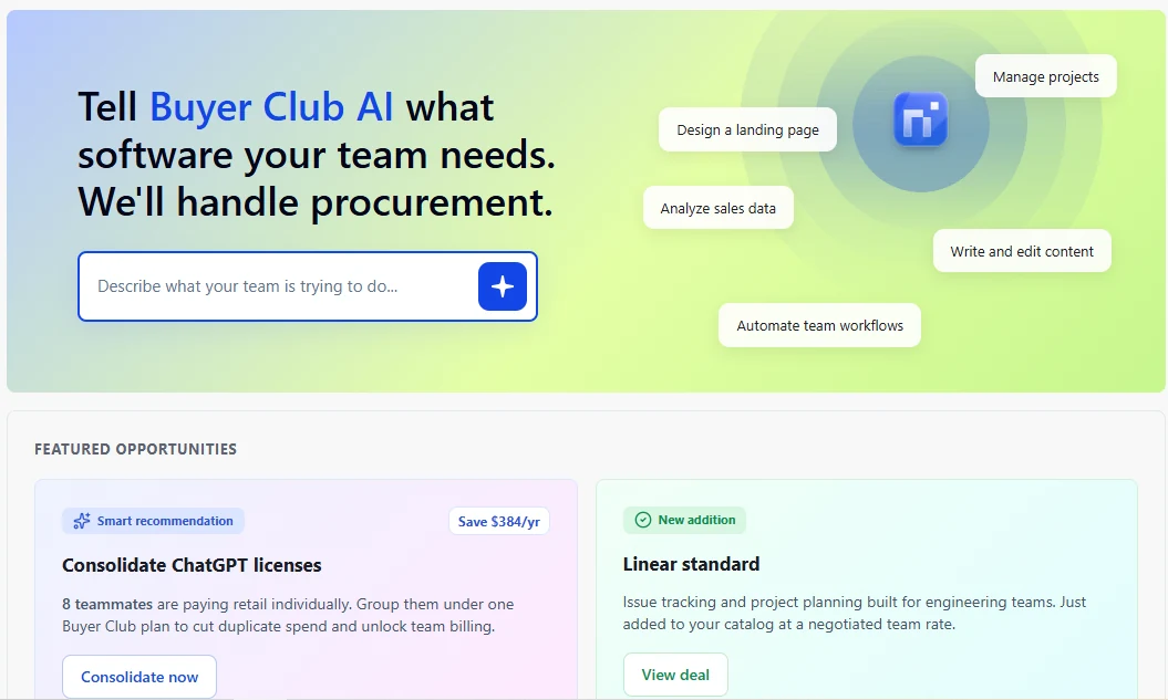 Nicklpass Buyer Club coordinated purchasing and procurement interface