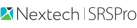 Nextech | SRSPro logo with abstract icon in blue and green colors.