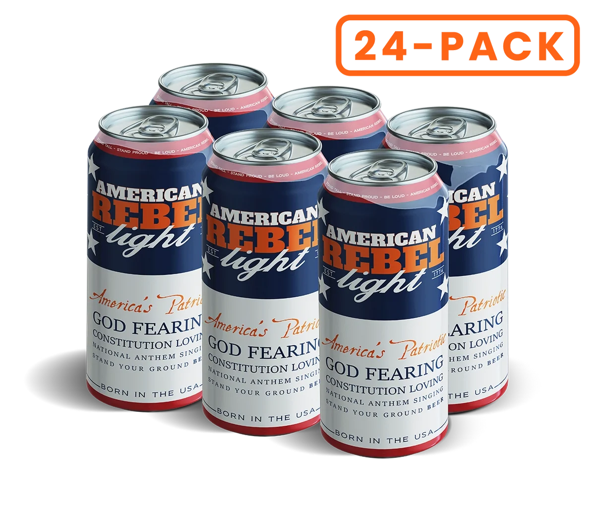 American Rebel Light 16oz 24-pack packaging by Born Movement