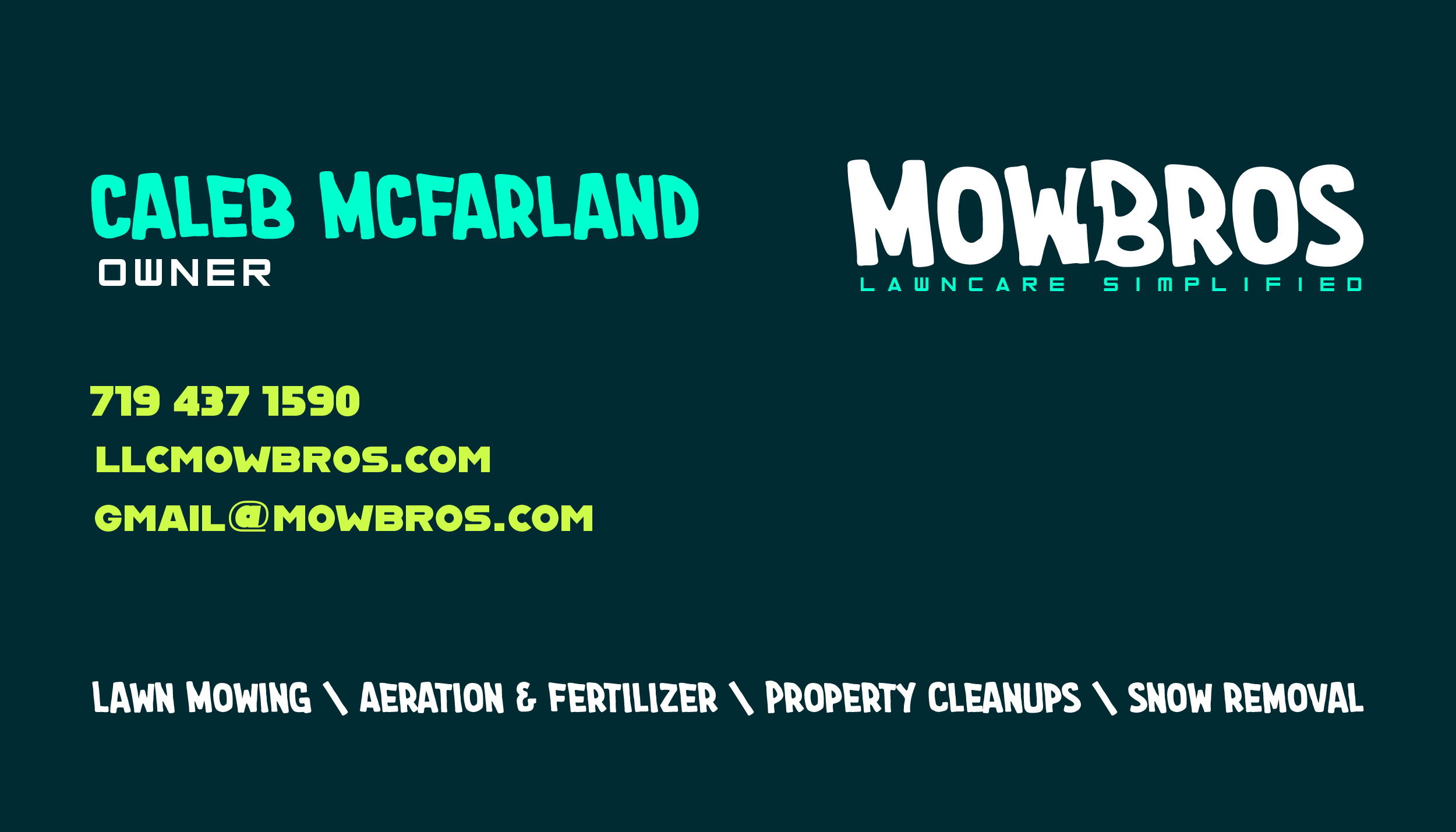 MowBros business card, reverse, by Born Movement